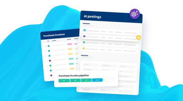 Illustration of Heeros Purchase Invoices' additional feature, AI postings.