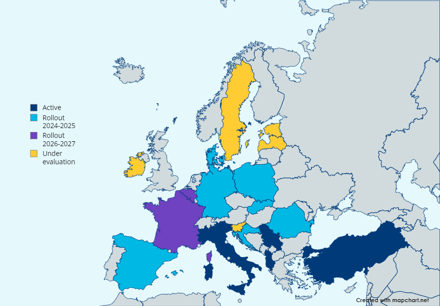 E-invoicing mandate map Europe