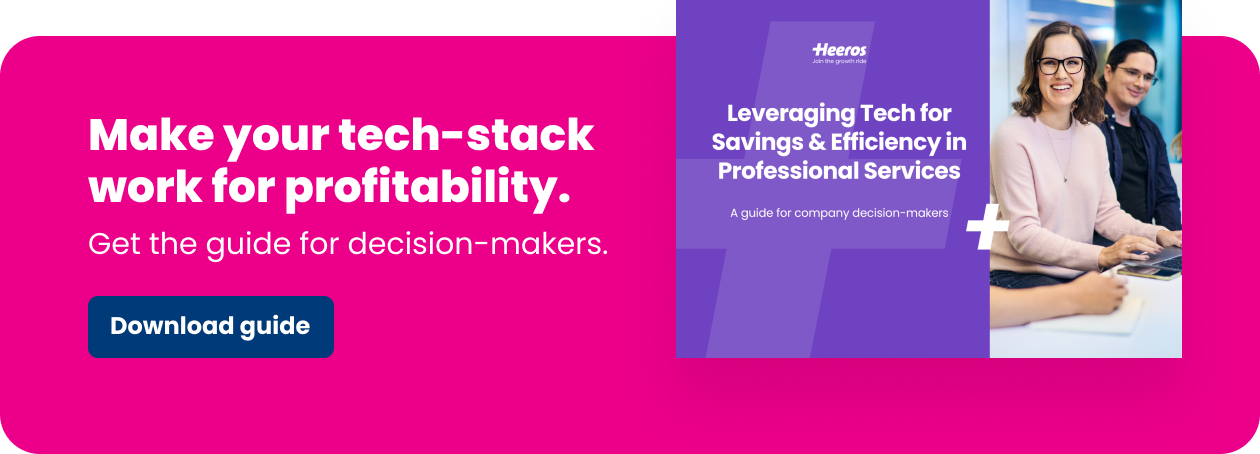 Banner with image and button to download a guide for decision-makers in Professional Services.