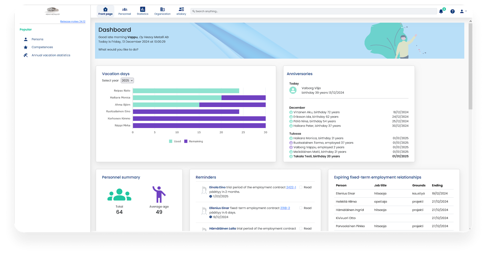Heeros HR Dashboard Heeros HR Dashboard